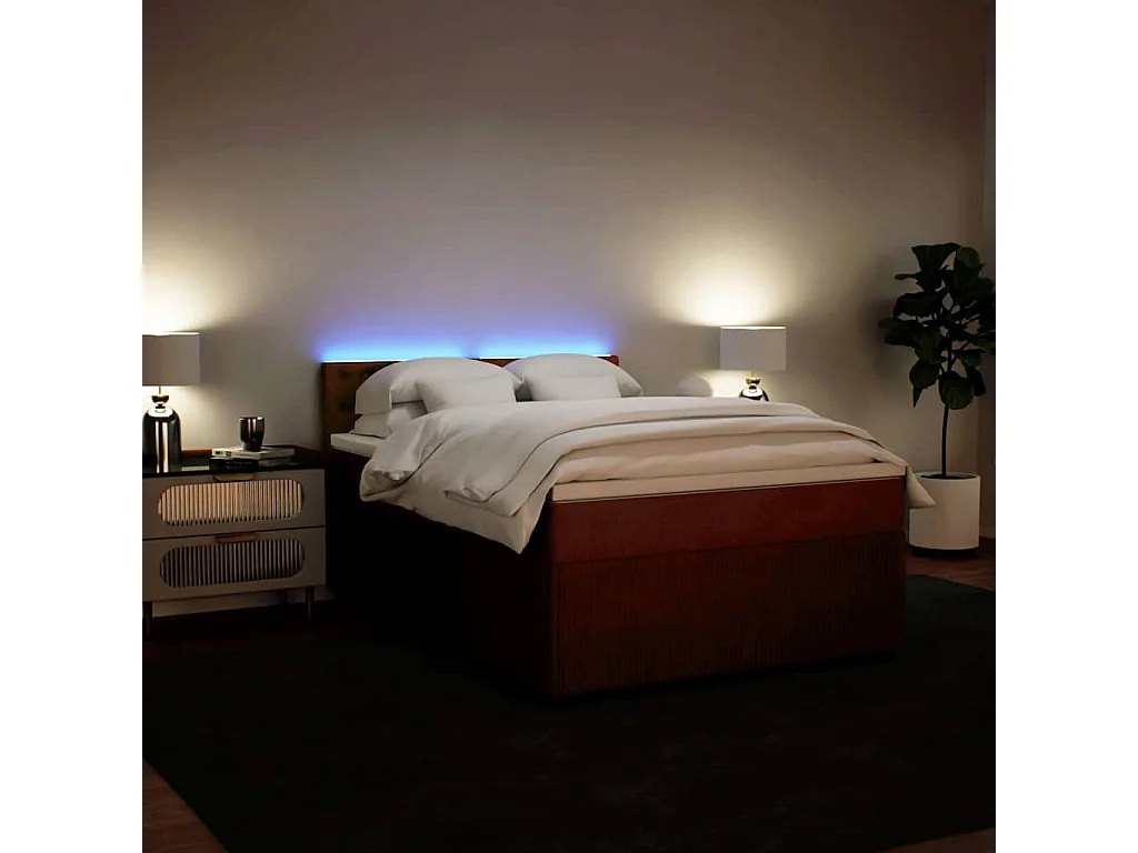 Boxspring met matras fluweel roze 140x200 cm