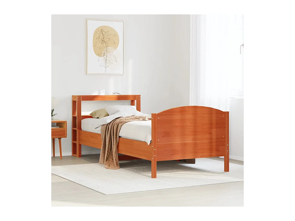 Letto senza Materasso Marrone Cera 100x200 cm in Legno di Pino