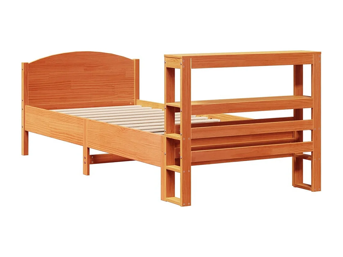 Cadre de lit sans matelas cire marron 100x200cm bois pin massif