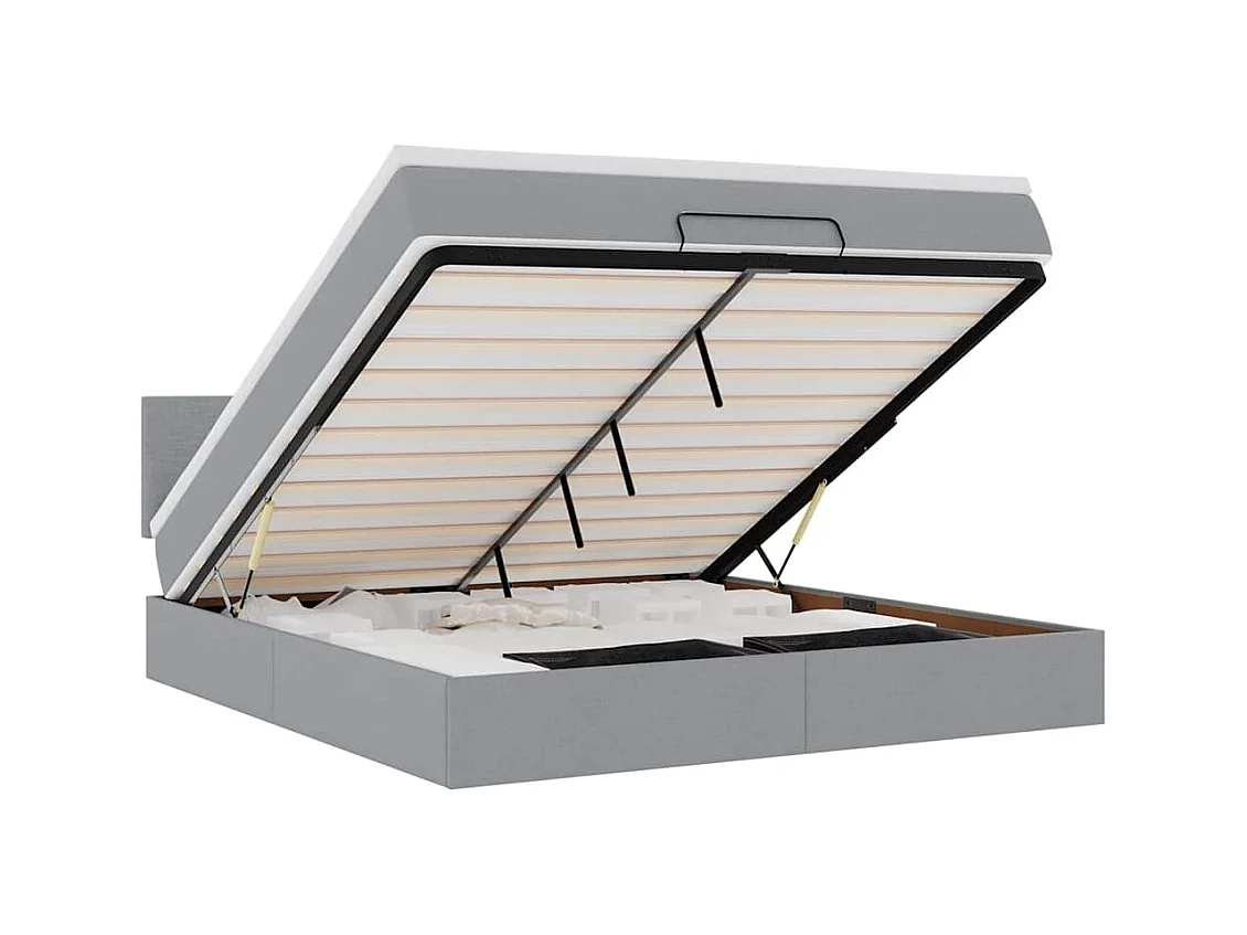 Ottoman bed met matras 180x200cm stof lichtgrijs