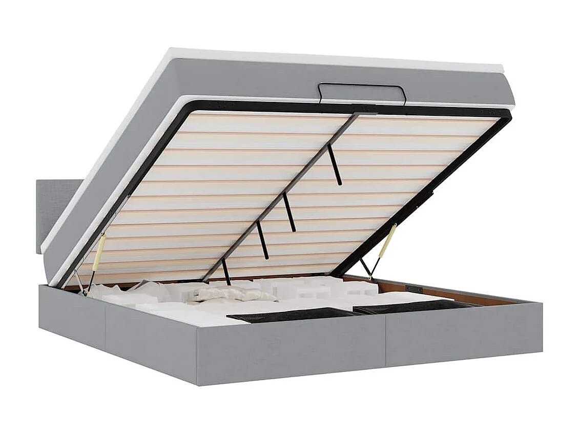 Cadre de lit ottoman et matelas gris clair 180x200 cm tissu