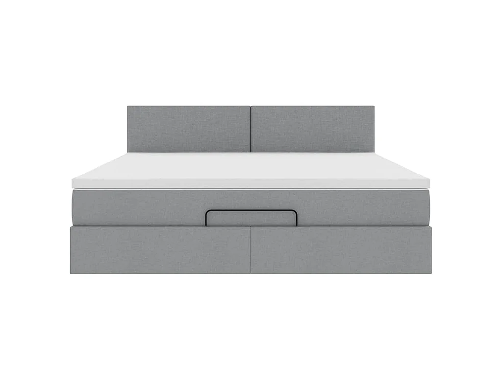 Cadre de lit ottoman et matelas gris clair 180x200 cm tissu