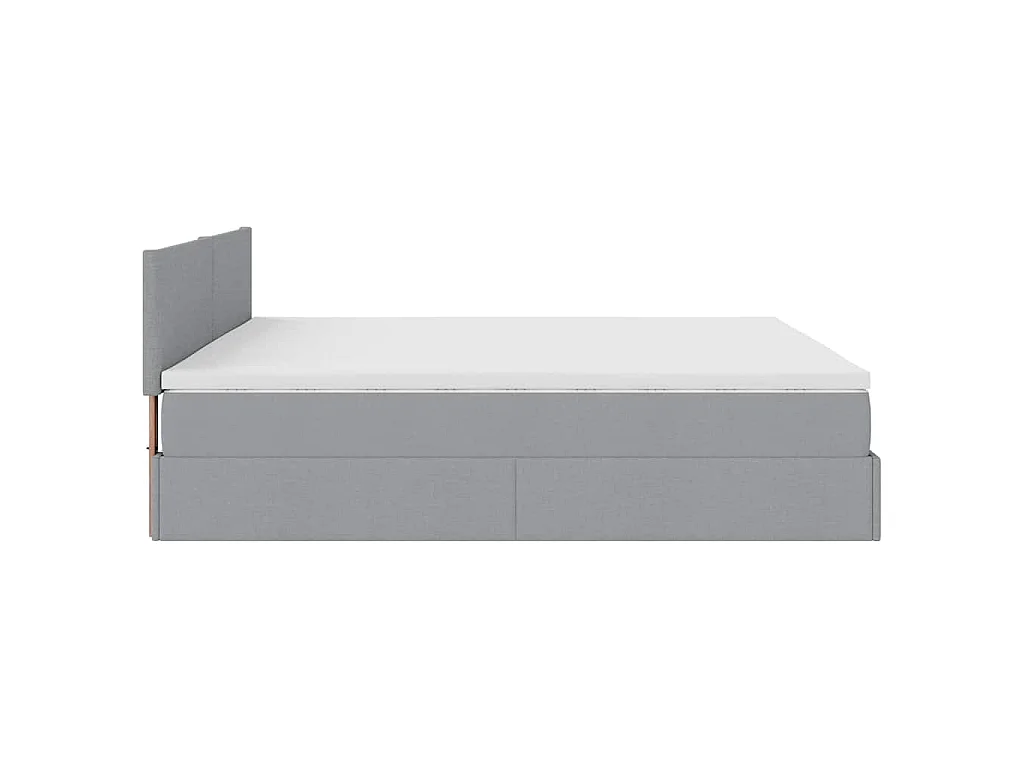 Cadre de lit ottoman et matelas gris clair 180x200 cm tissu