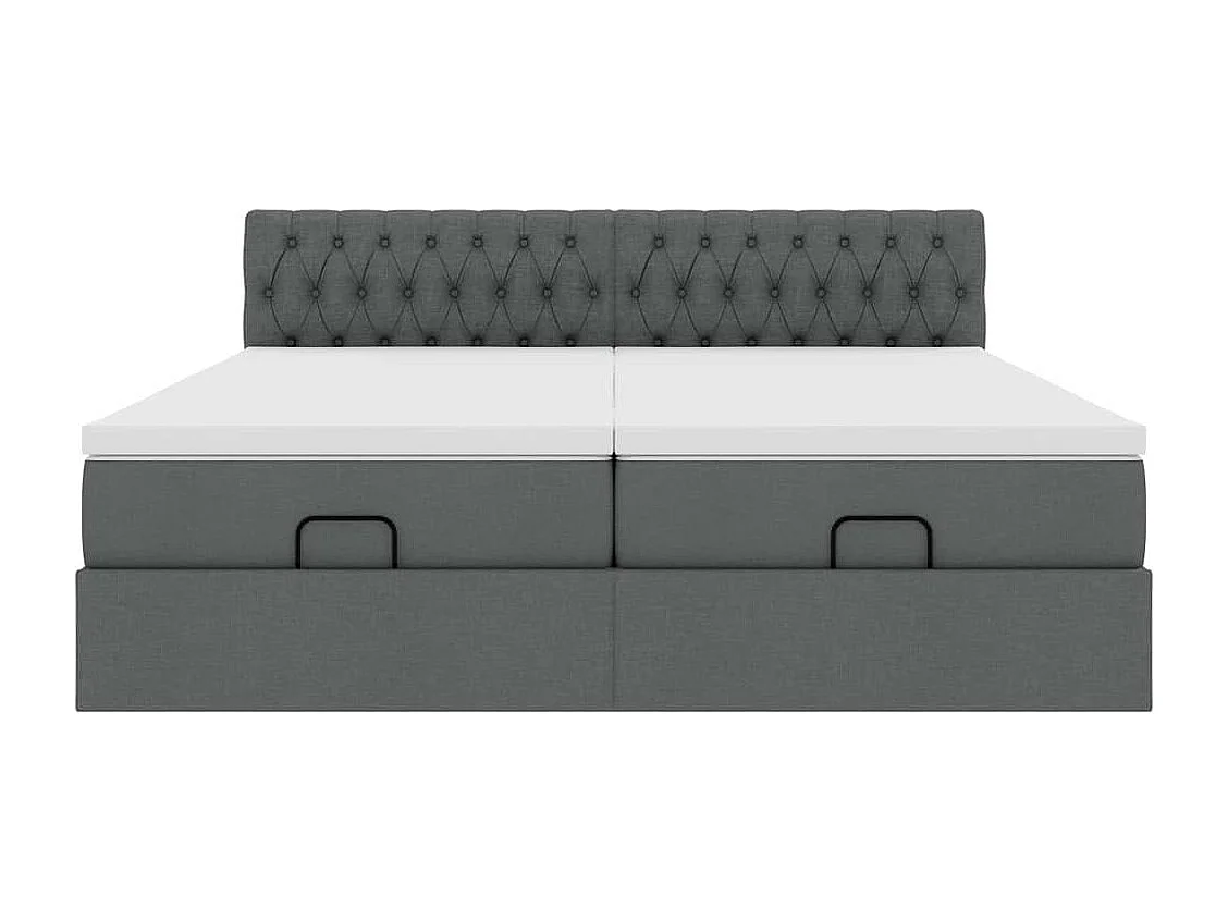 Cadre de lit ottoman avec matelas gris foncé 160x200cm tissu