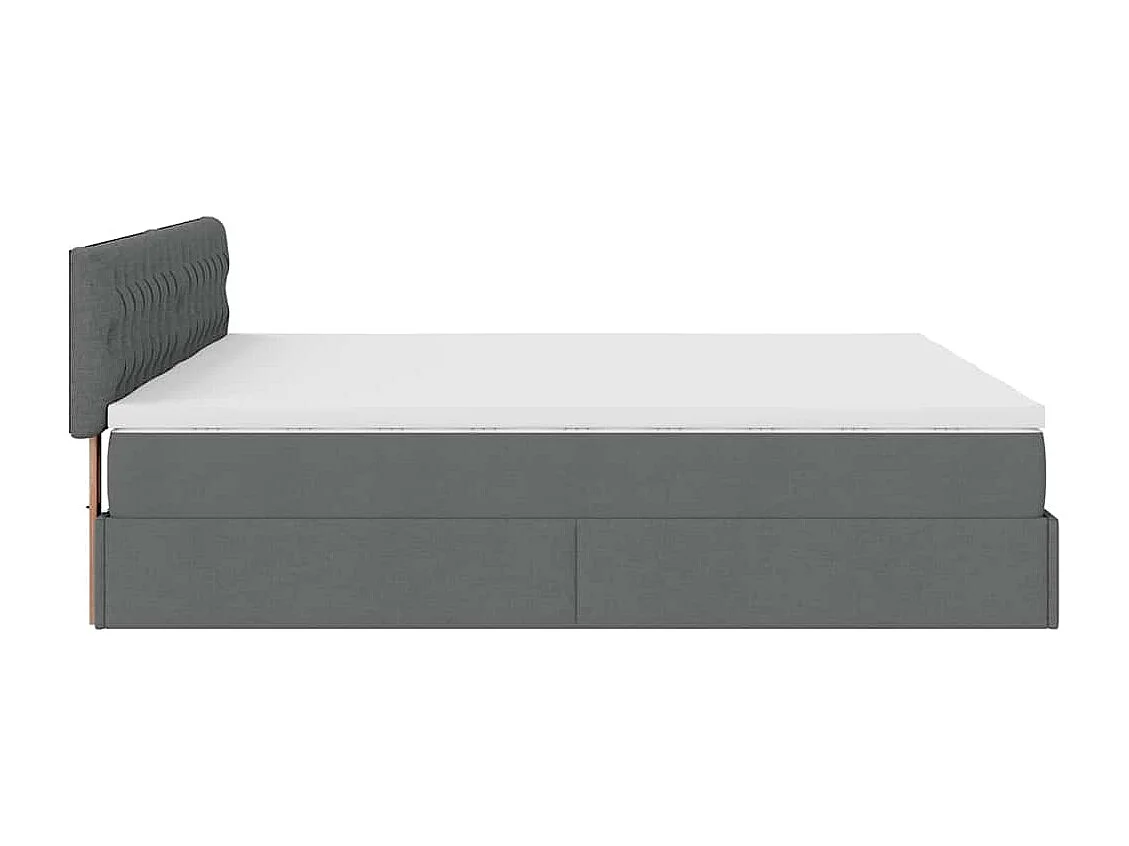 Cadre de lit ottoman avec matelas gris foncé 160x200cm tissu