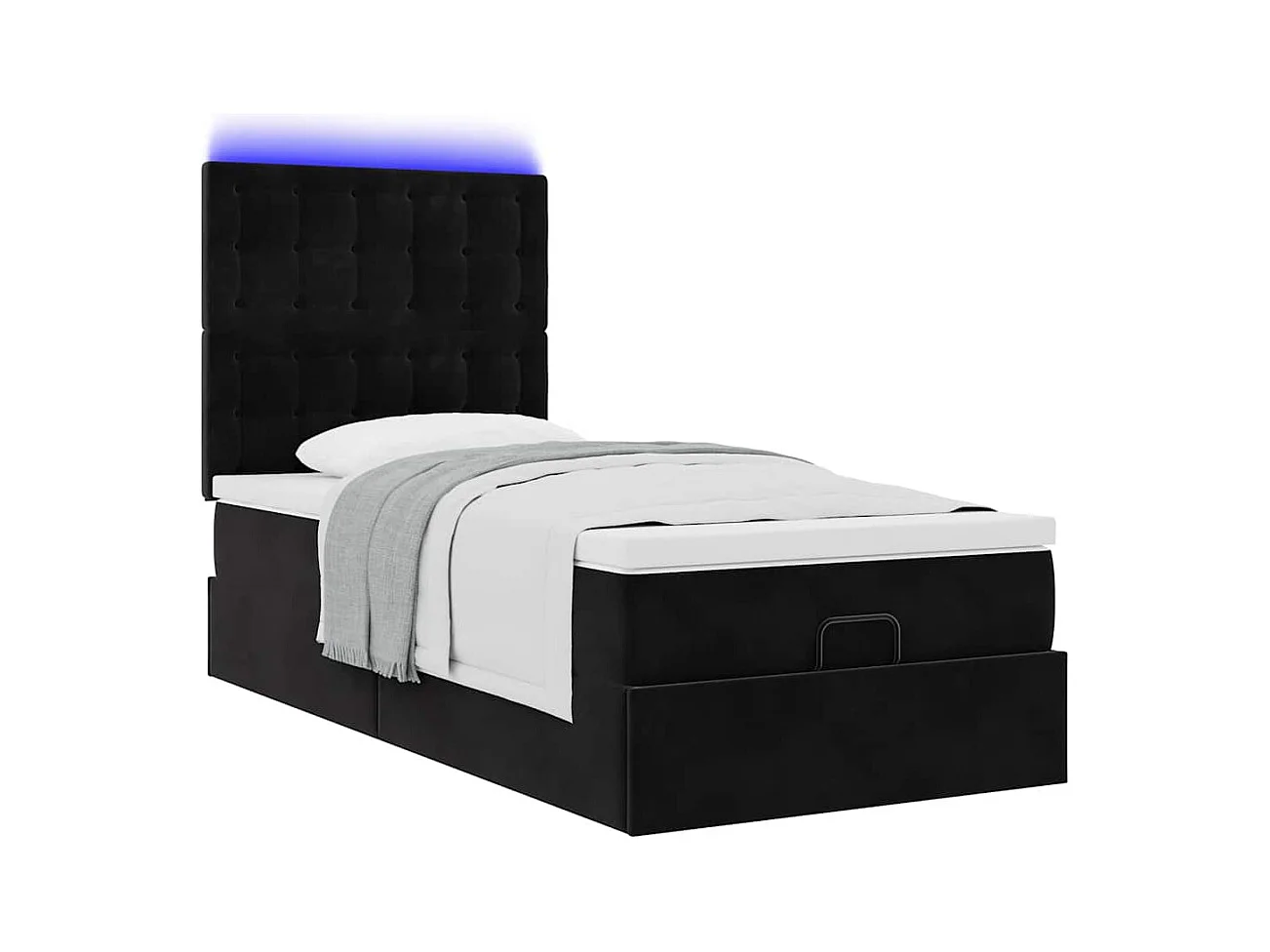Cadre de lit ottoman avec matelas noir 100x200cm velours