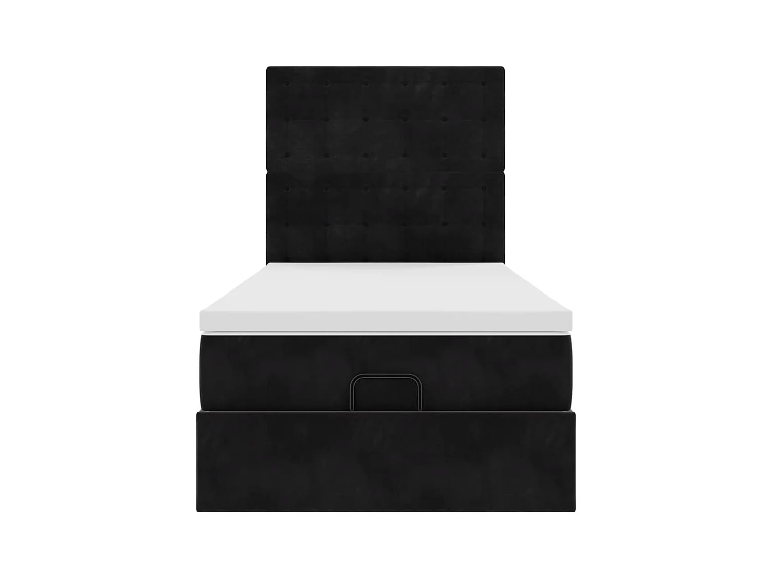 Cadre de lit ottoman avec matelas noir 100x200cm velours