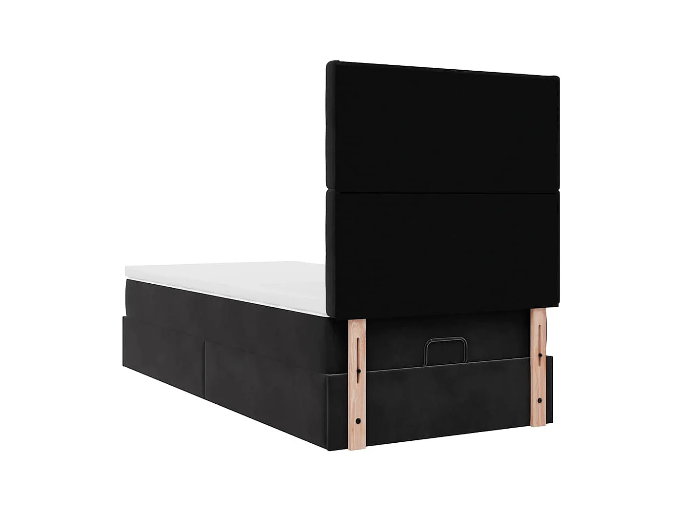 Cadre de lit ottoman avec matelas noir 100x200cm velours