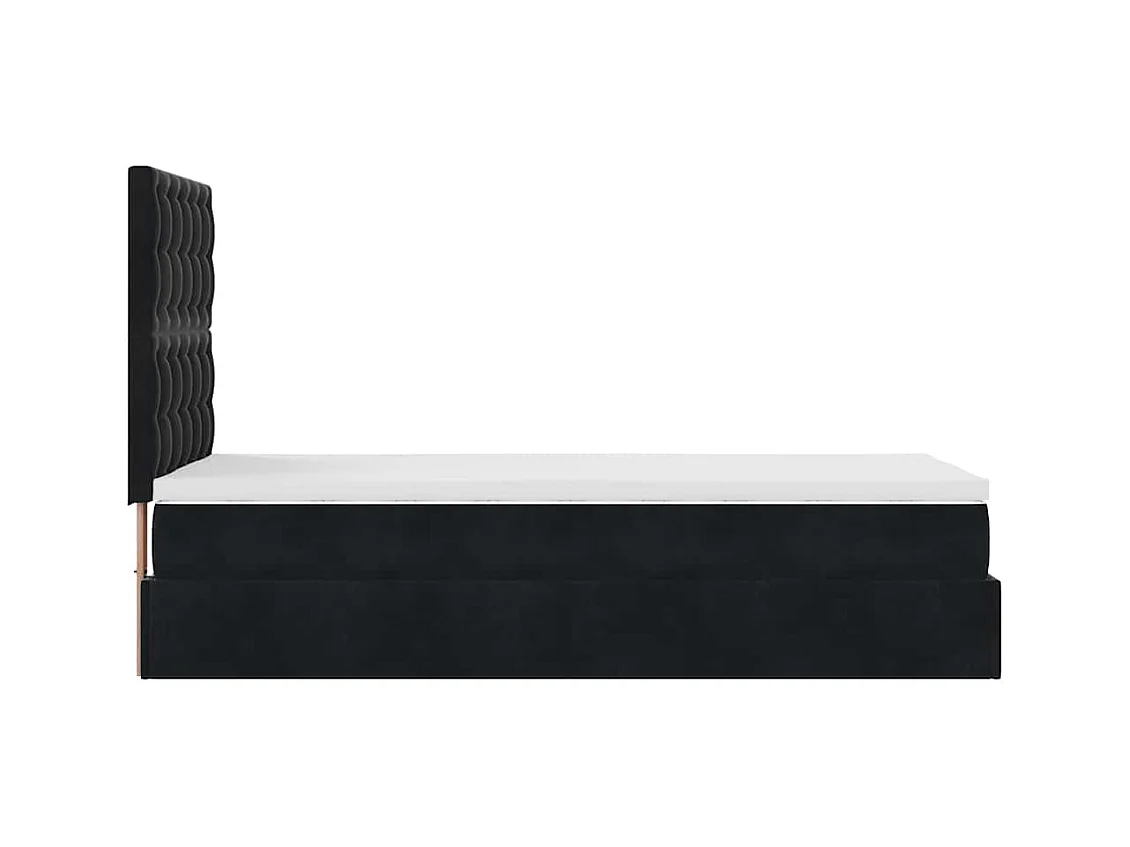 Cadre de lit ottoman avec matelas noir 100x200cm velours