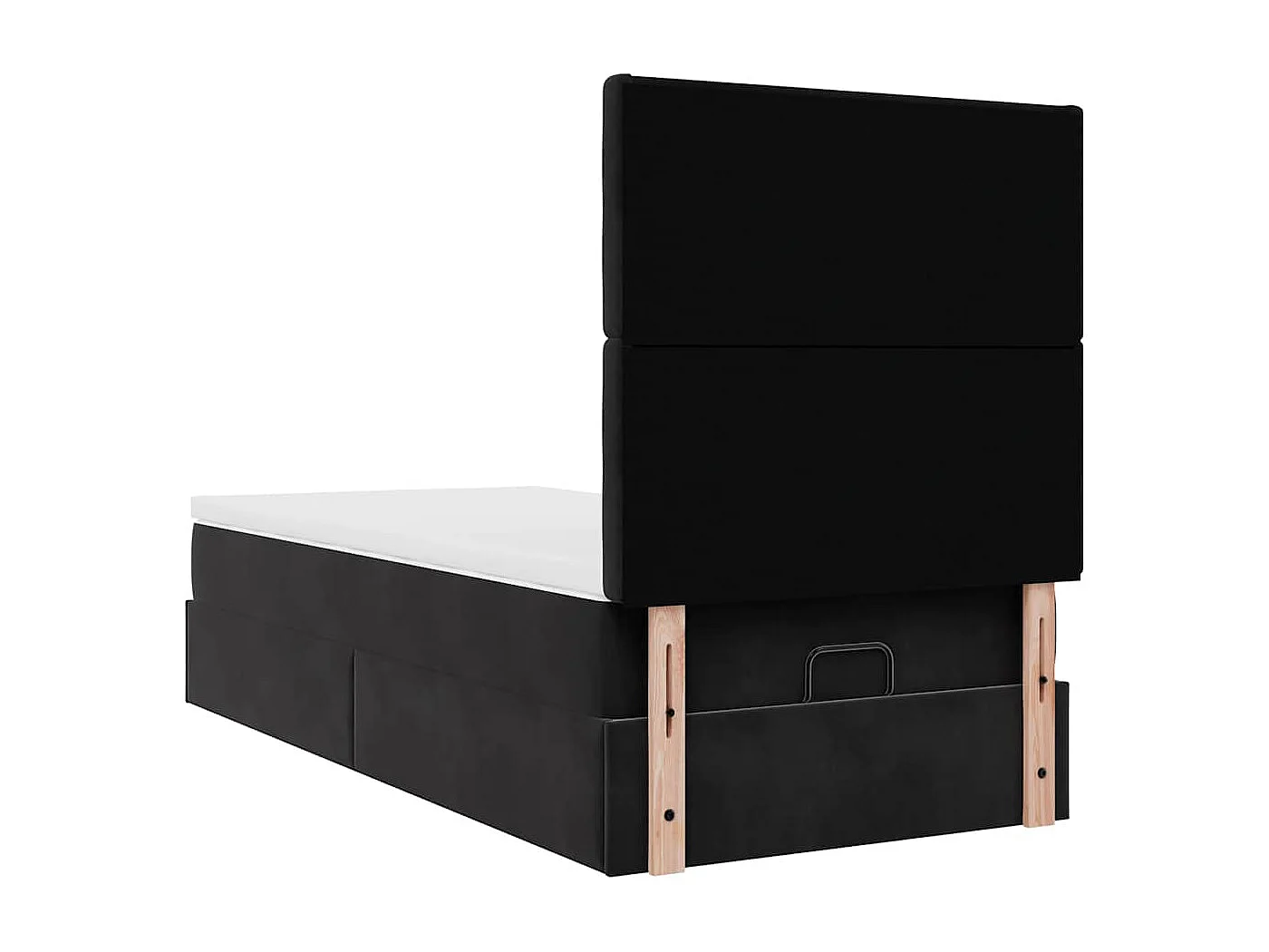 Struttura Letto Pouf con Materassi Nero 100x200 cm Velluto