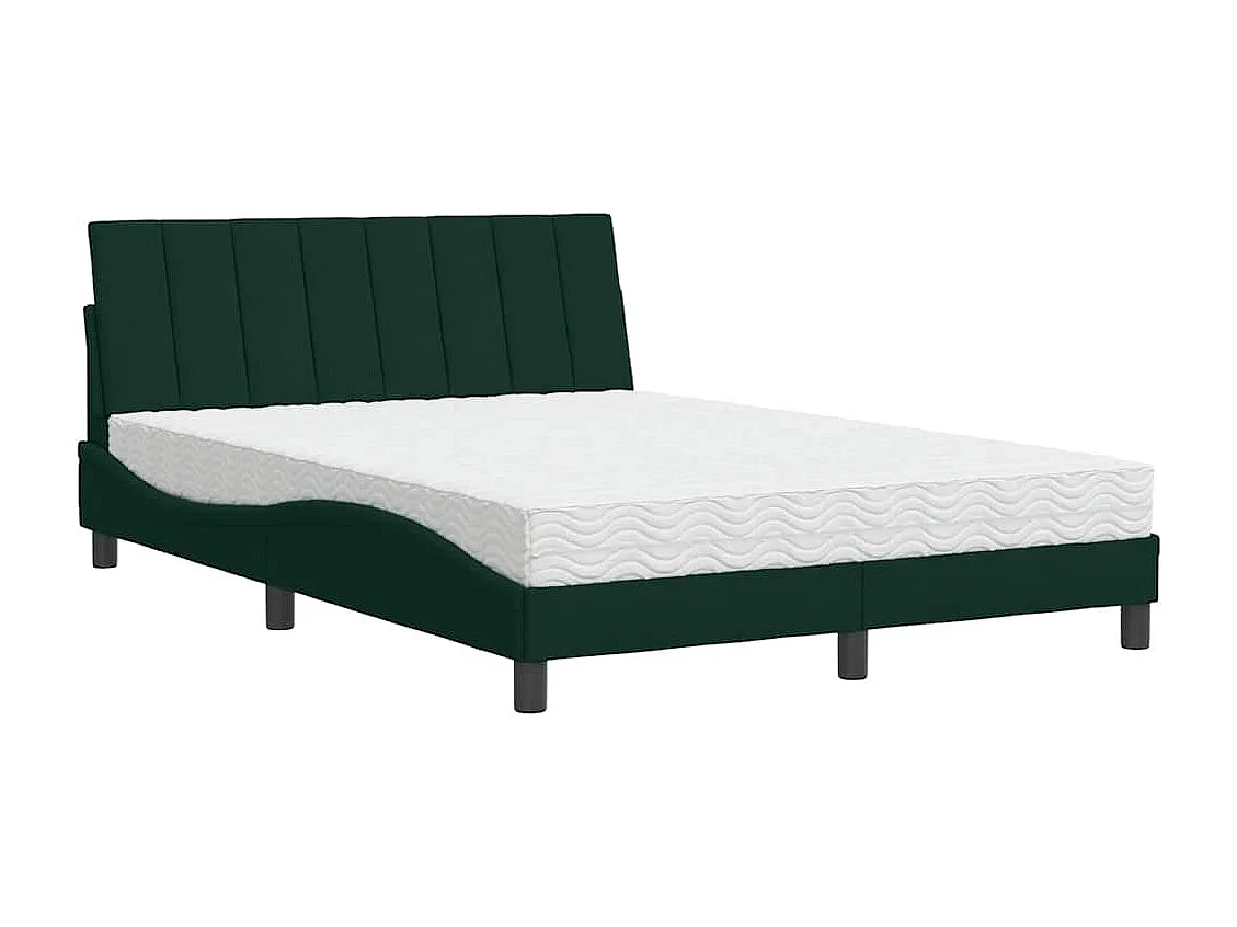 Lit avec matelas Hanko vert foncé 140x200 cm velours