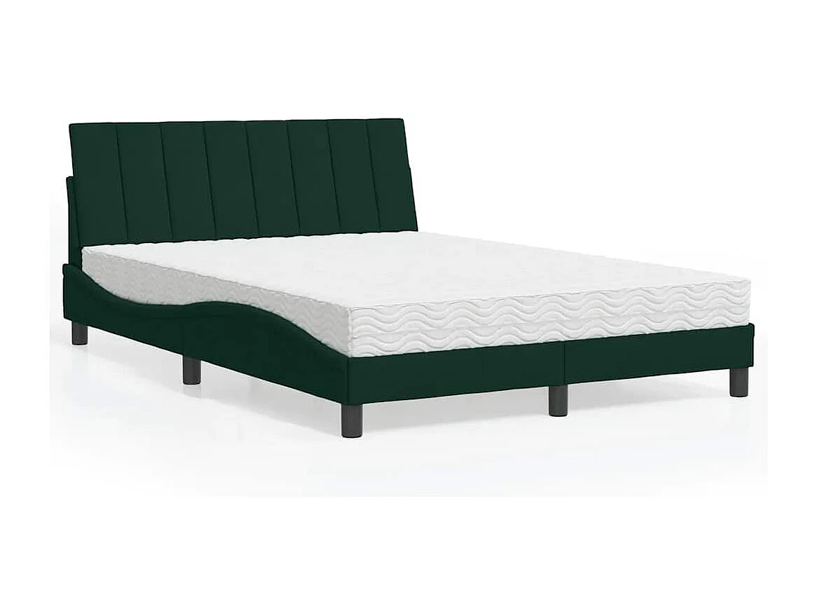 Lit avec matelas Hanko vert foncé 140x200 cm velours
