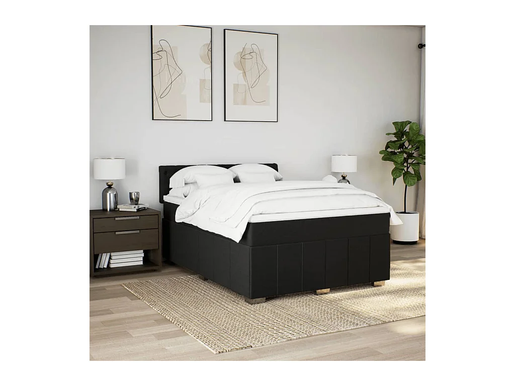 Boxspringbett mit Matratze Schwarz 160x200 cm Stoff