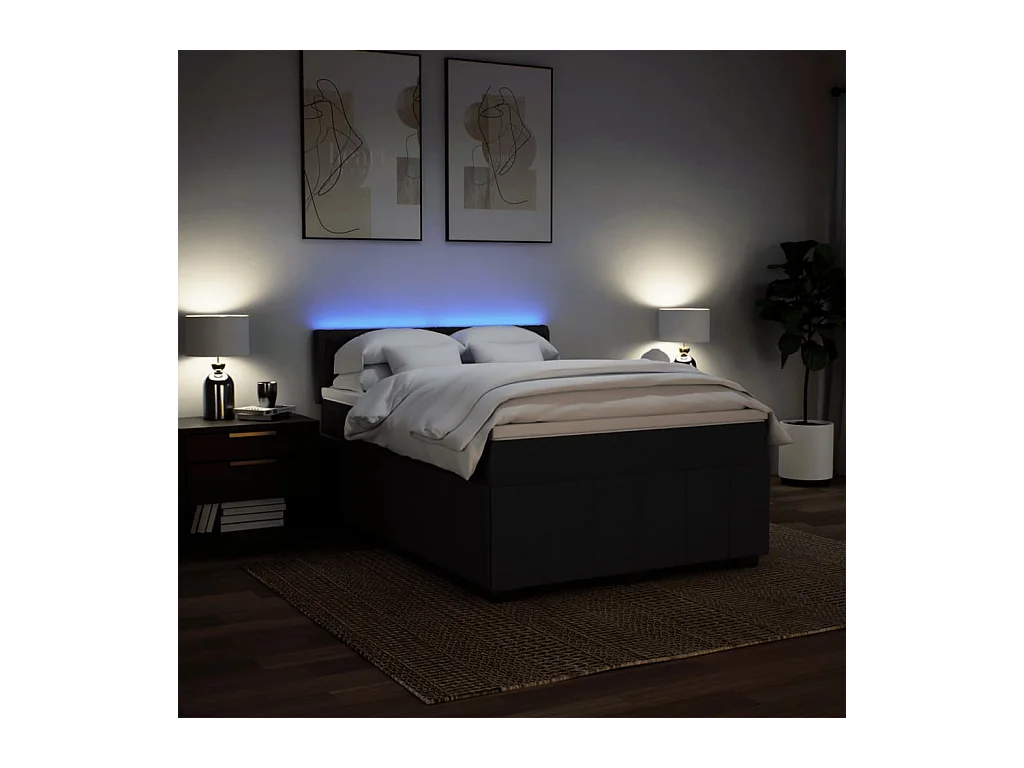 Boxspringbett mit Matratze Schwarz 160x200 cm Stoff