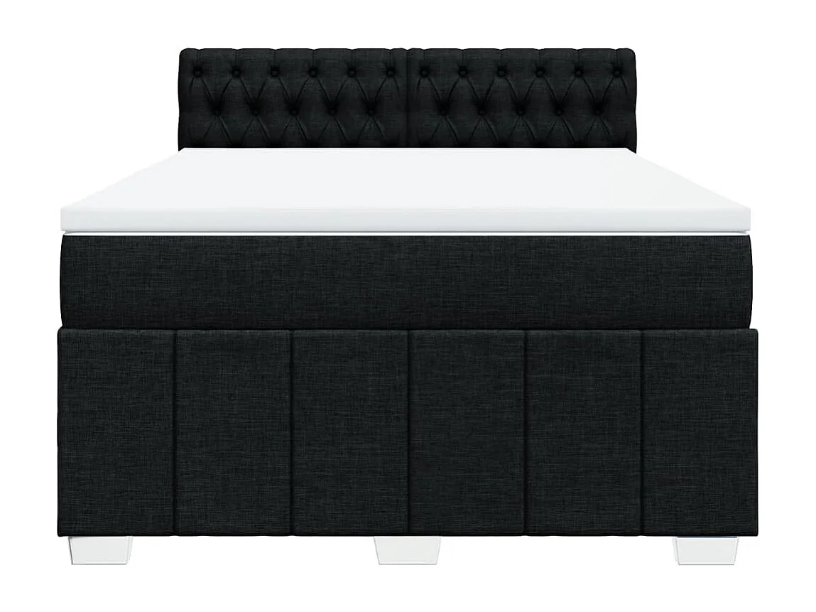 Sommier à lattes de lit avec matelas Noir 160x200 cm Tissu