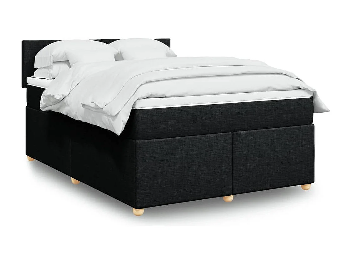 Sommier à lattes de lit avec matelas Noir 160x200 cm Tissu
