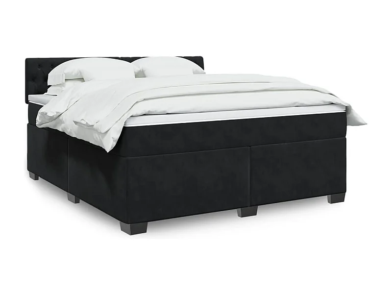 Boxspringbett mit Matratze Schwarz 180x200 cm Samt