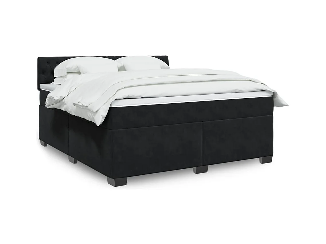 Giroletto a Molle con Materasso Nero 180x200 cm in Velluto