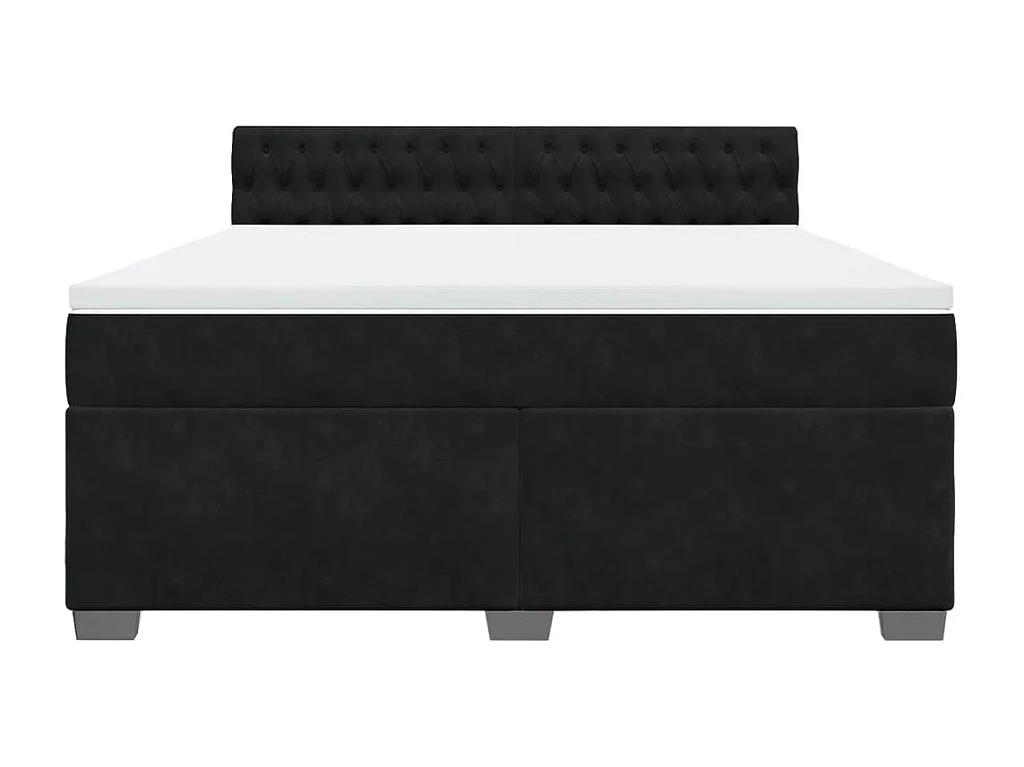 Giroletto a Molle con Materasso Nero 180x200 cm in Velluto