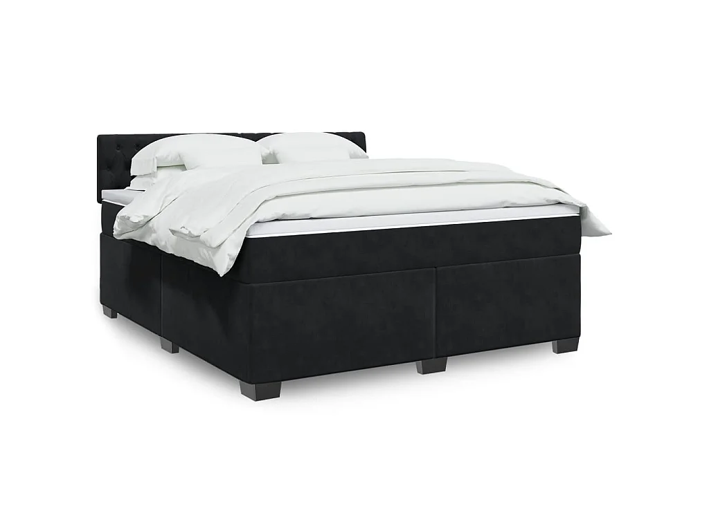 Boxspring met matras fluweel zwart 180x200 cm