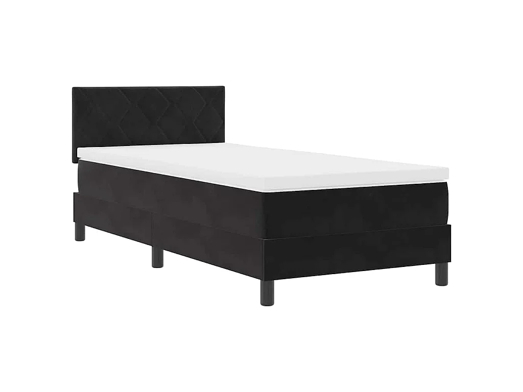 Cama tipo Box Spring con cabecera Negro 90 x 200 cm Terciopelo