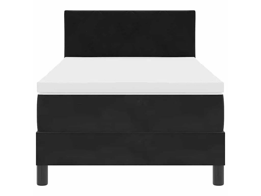 Cama tipo Box Spring con cabecera Negro 90 x 200 cm Terciopelo