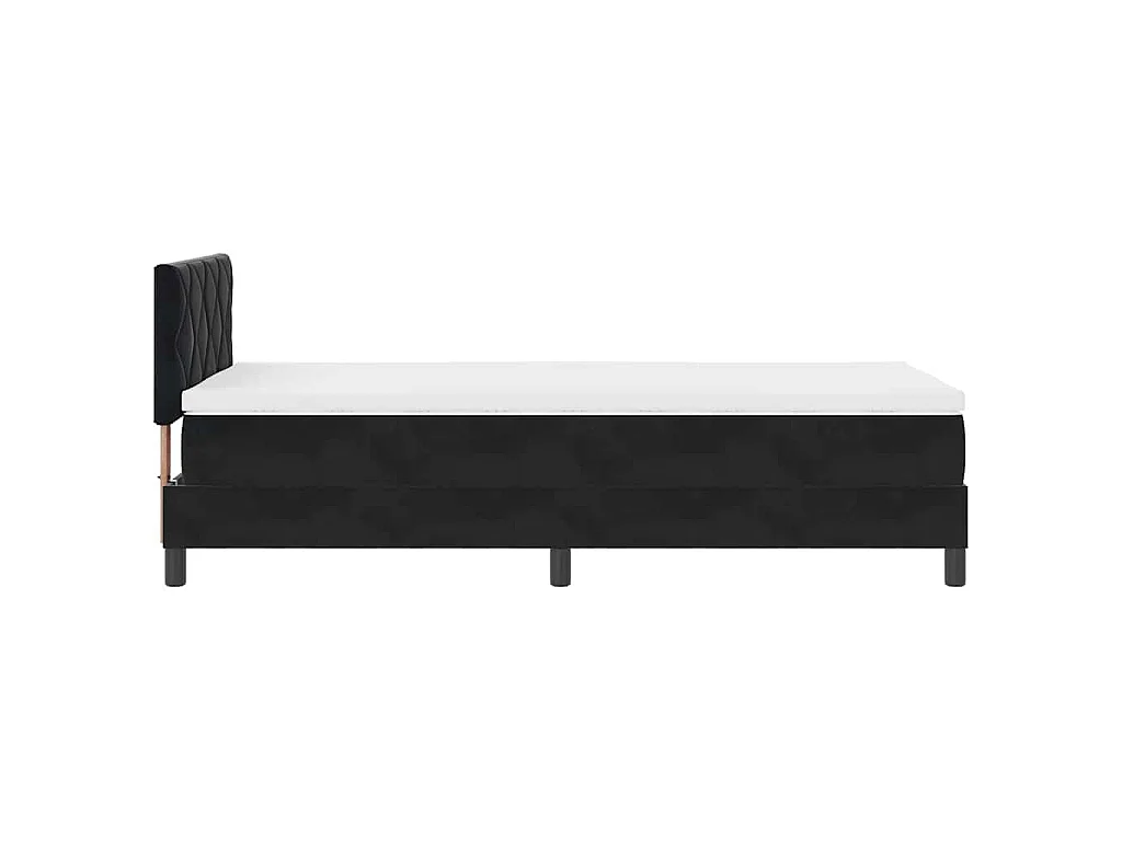 Cama tipo Box Spring con cabecera Negro 90 x 200 cm Terciopelo