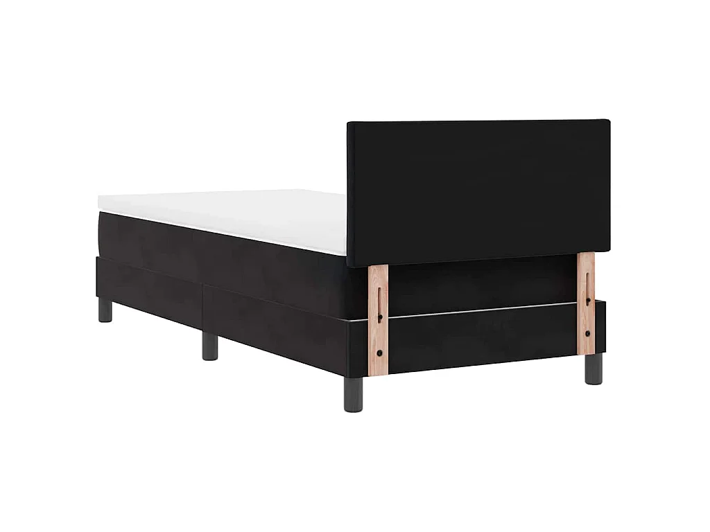 Cama tipo Box Spring con cabecera Negro 90 x 200 cm Terciopelo