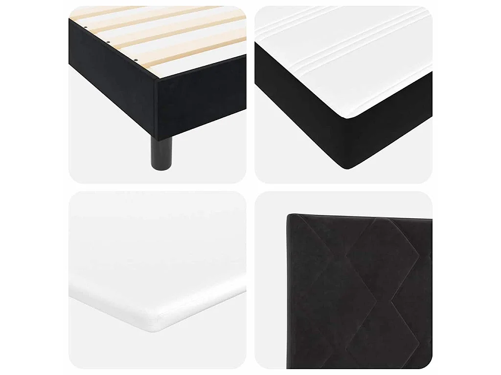 Cama tipo Box Spring con cabecera Negro 90 x 200 cm Terciopelo