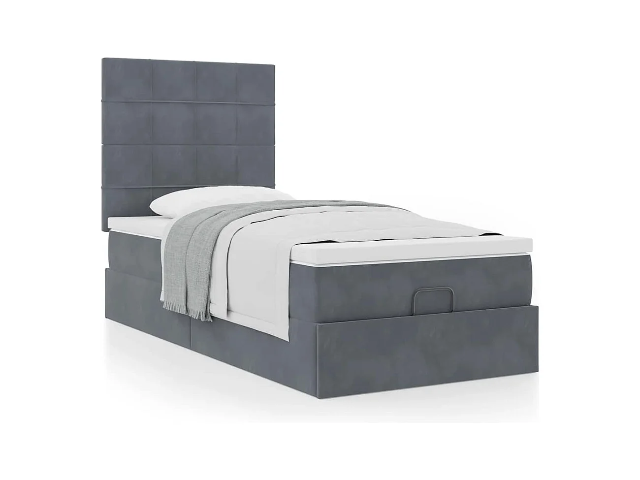 Cadre de lit ottoman avec matelas gris foncé 90x190 cm velours