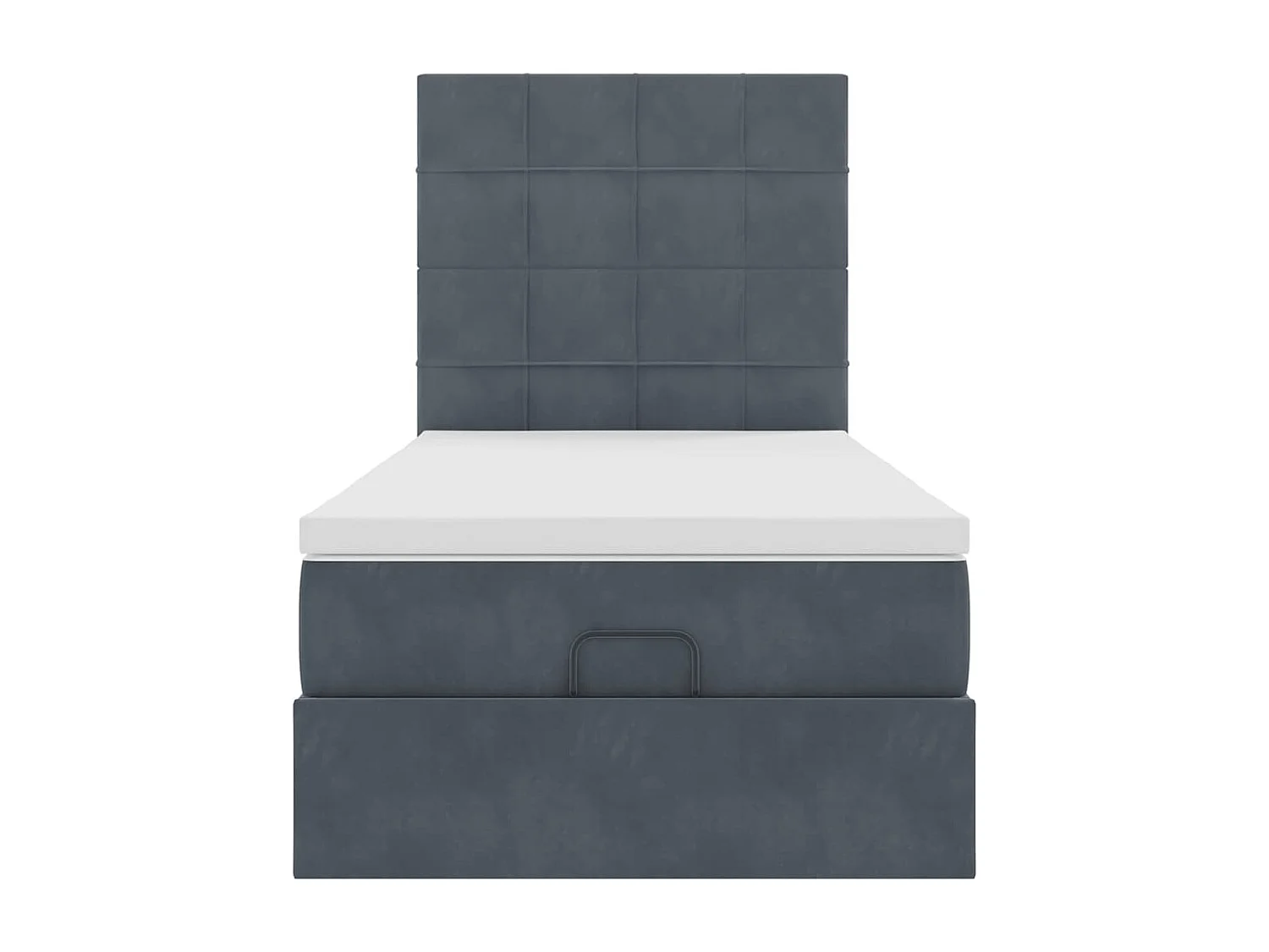 Cadre de lit ottoman avec matelas gris foncé 90x190 cm velours