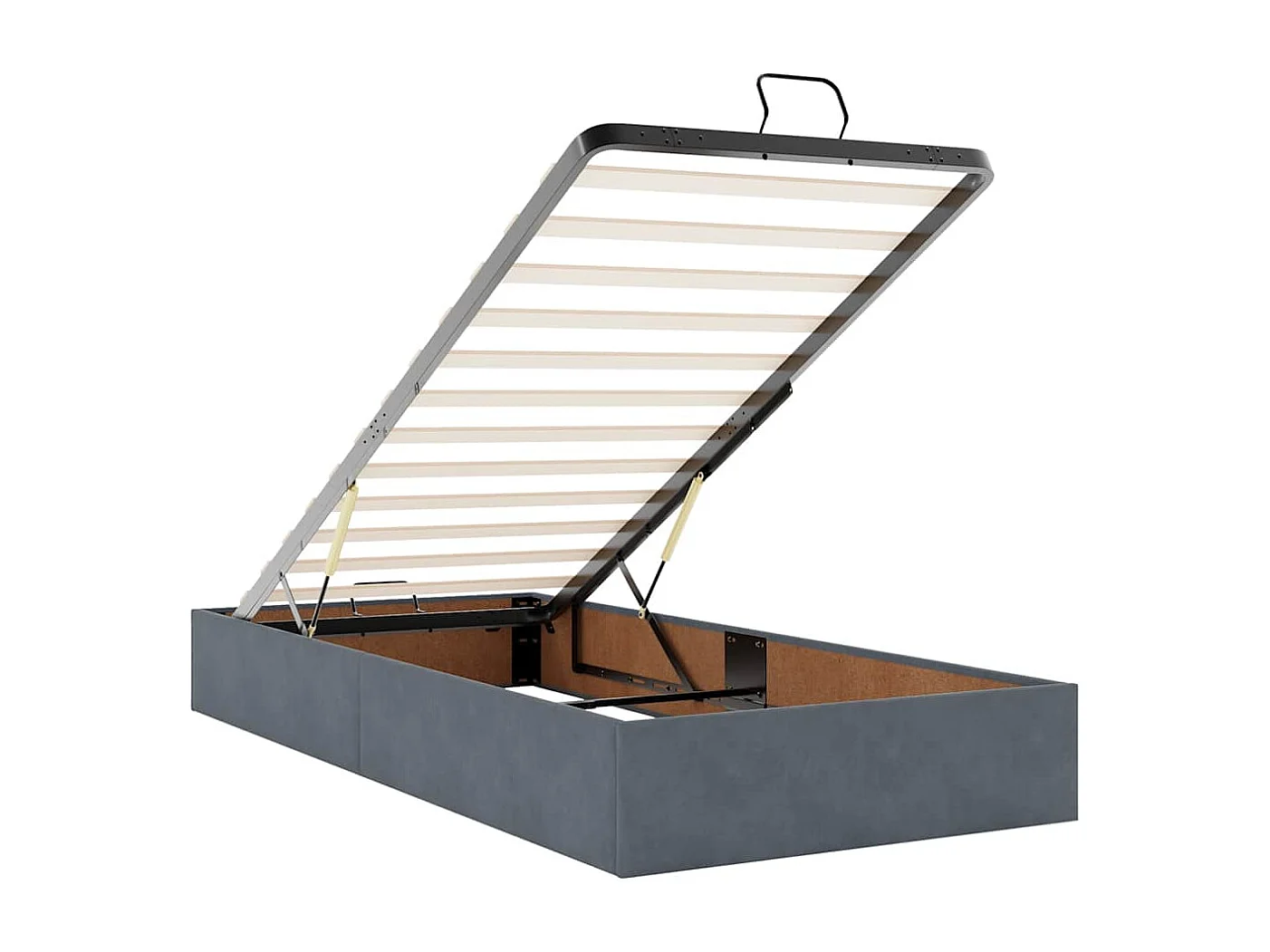 Cadre de lit ottoman avec matelas gris foncé 90x190 cm velours