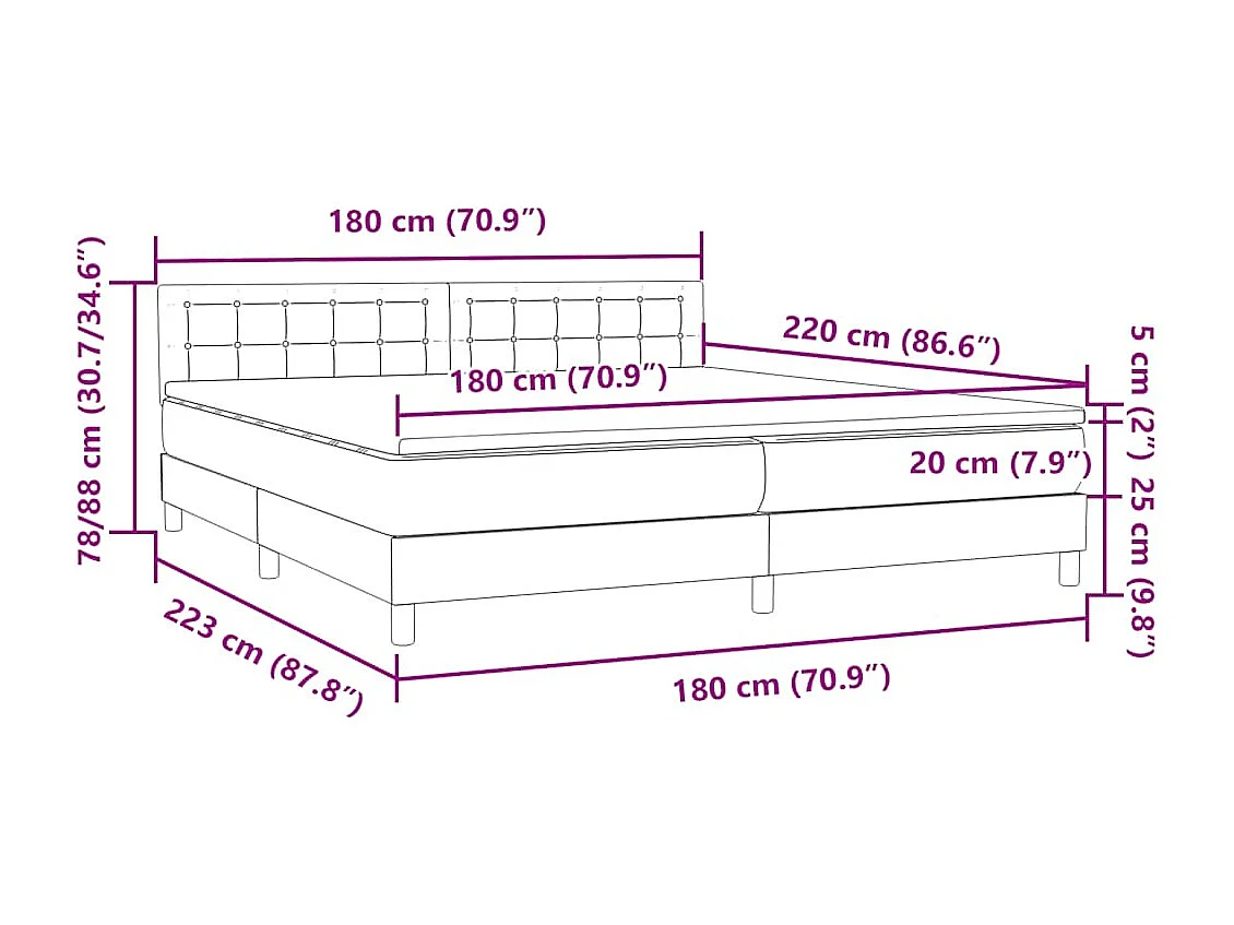 Boxspring met matras fluweel donkergrijs 180x220 cm