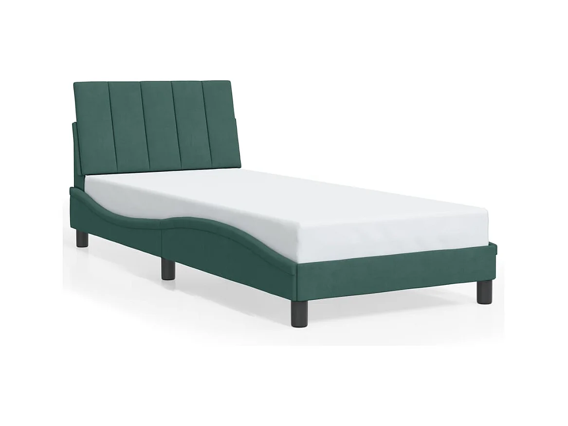 Cadre de lit sans matelas vert foncé 90x190 cm velours