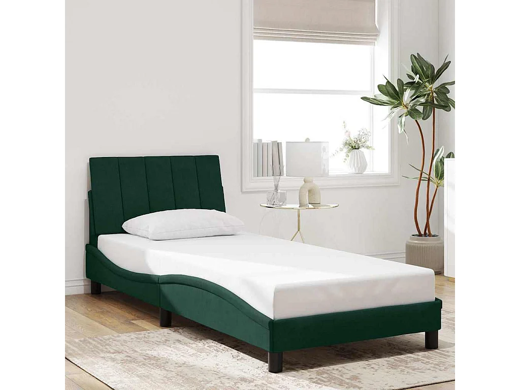 Giroletto senza Materasso Hanko Verde Scuro 90x190 cm in Velluto