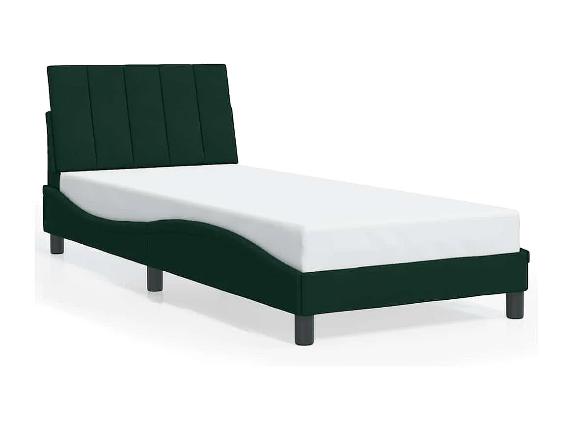 Cadre de lit sans matelas Hanko vert foncé 90x190 cm velours