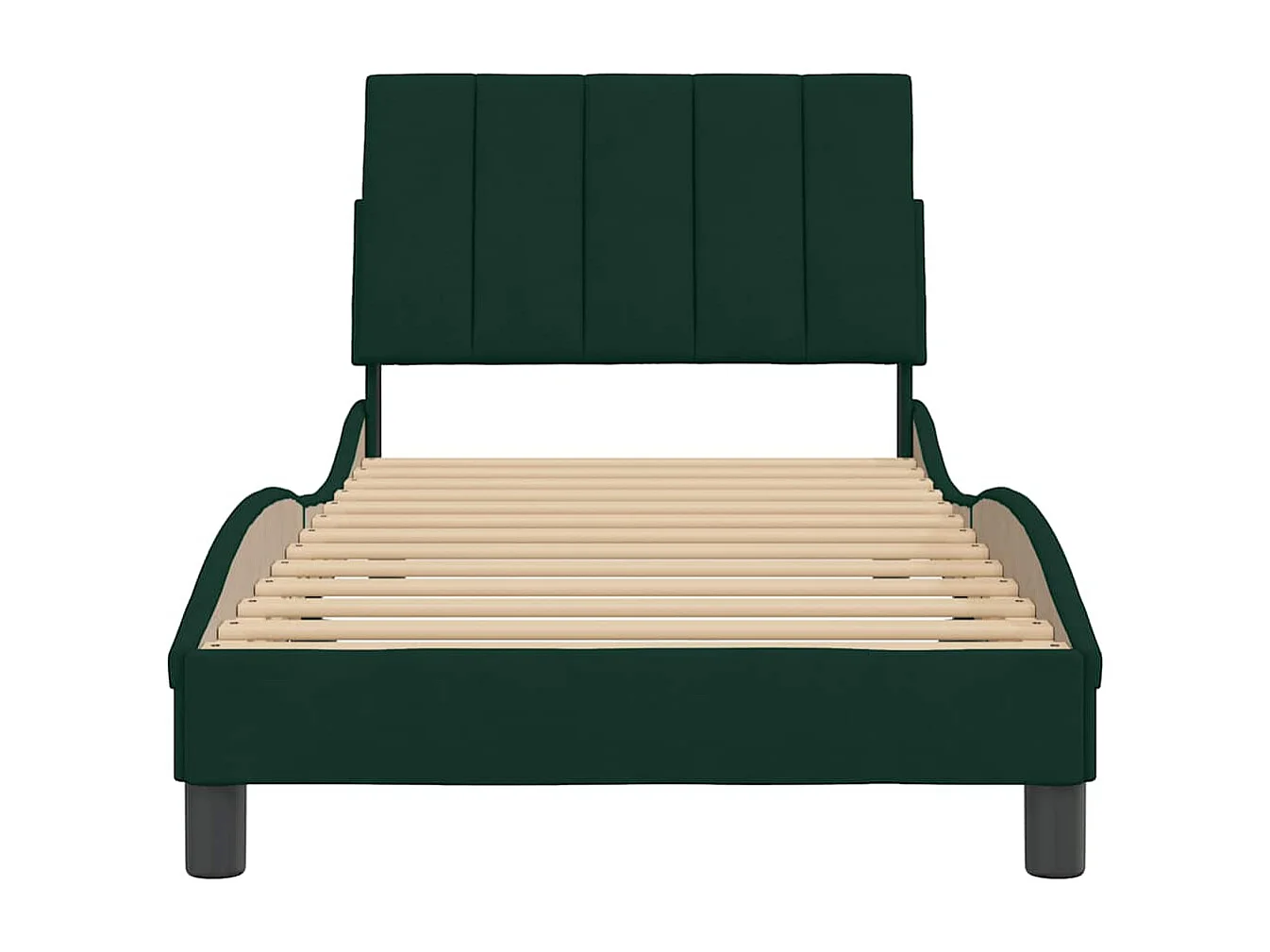 Cadre de lit sans matelas Hanko vert foncé 90x190 cm velours