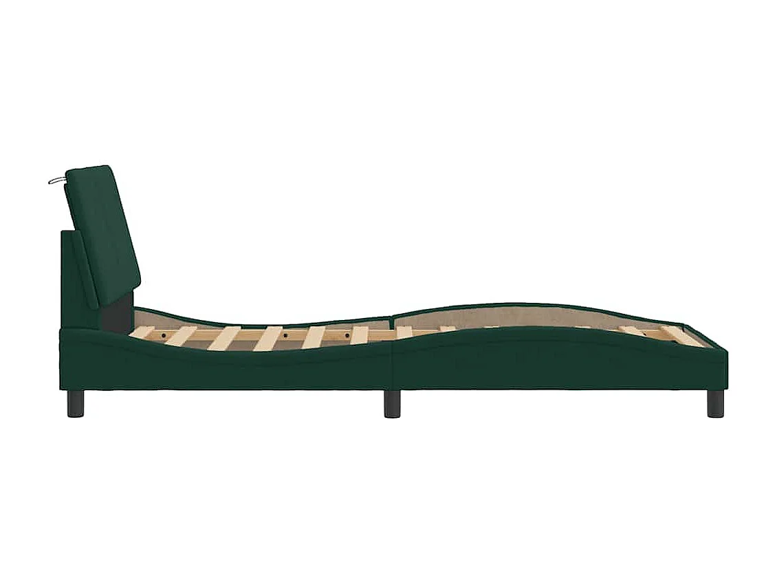 Cadre de lit sans matelas Hanko vert foncé 90x190 cm velours