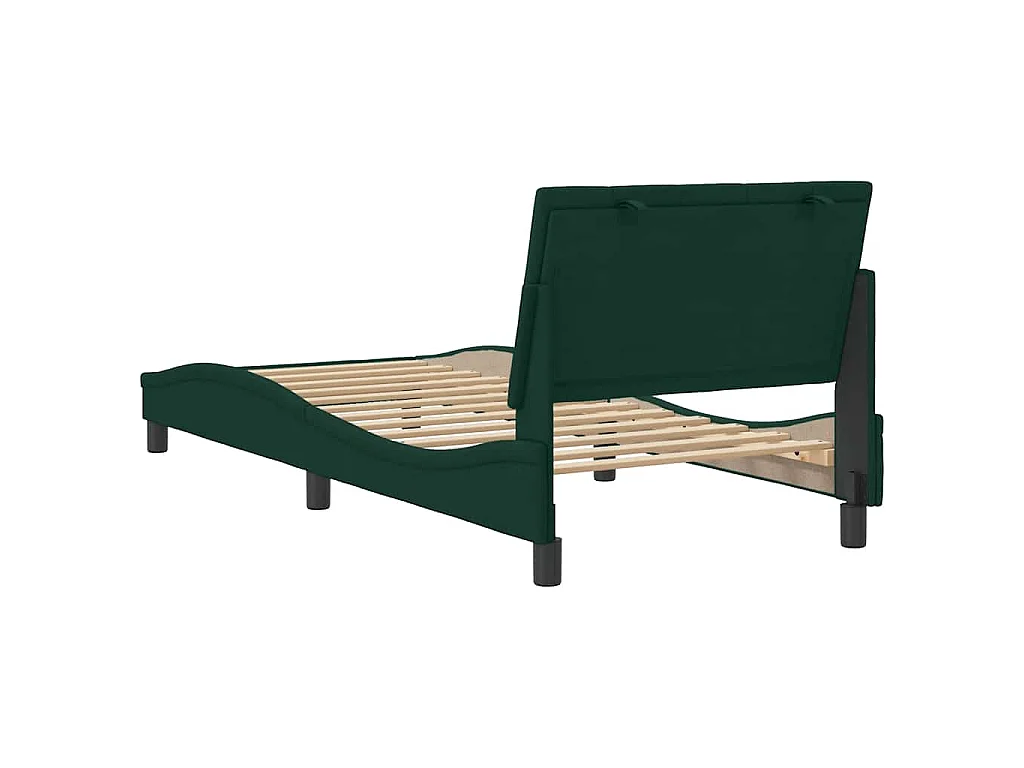 Cadre de lit sans matelas Hanko vert foncé 90x190 cm velours
