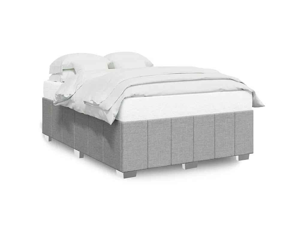 Cadre de lit sans matelas gris clair 140x200 cm tissu