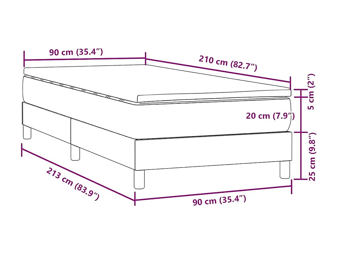 Sommier à lattes de lit avec matelas rose 90x210 cm velours