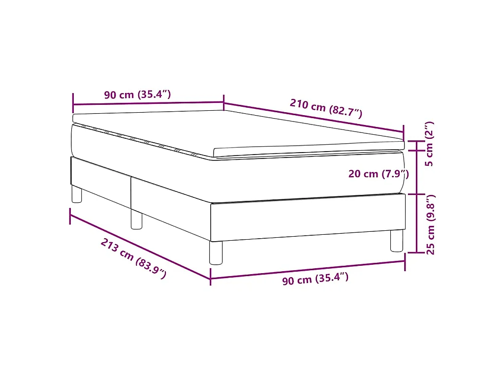 Boxspringbett mit Matratze Rosa 90x210 cm Samt