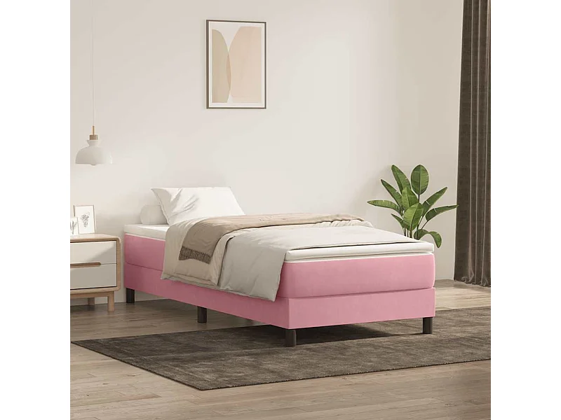Boxspringbett mit Matratze Rosa 90x210 cm Samt