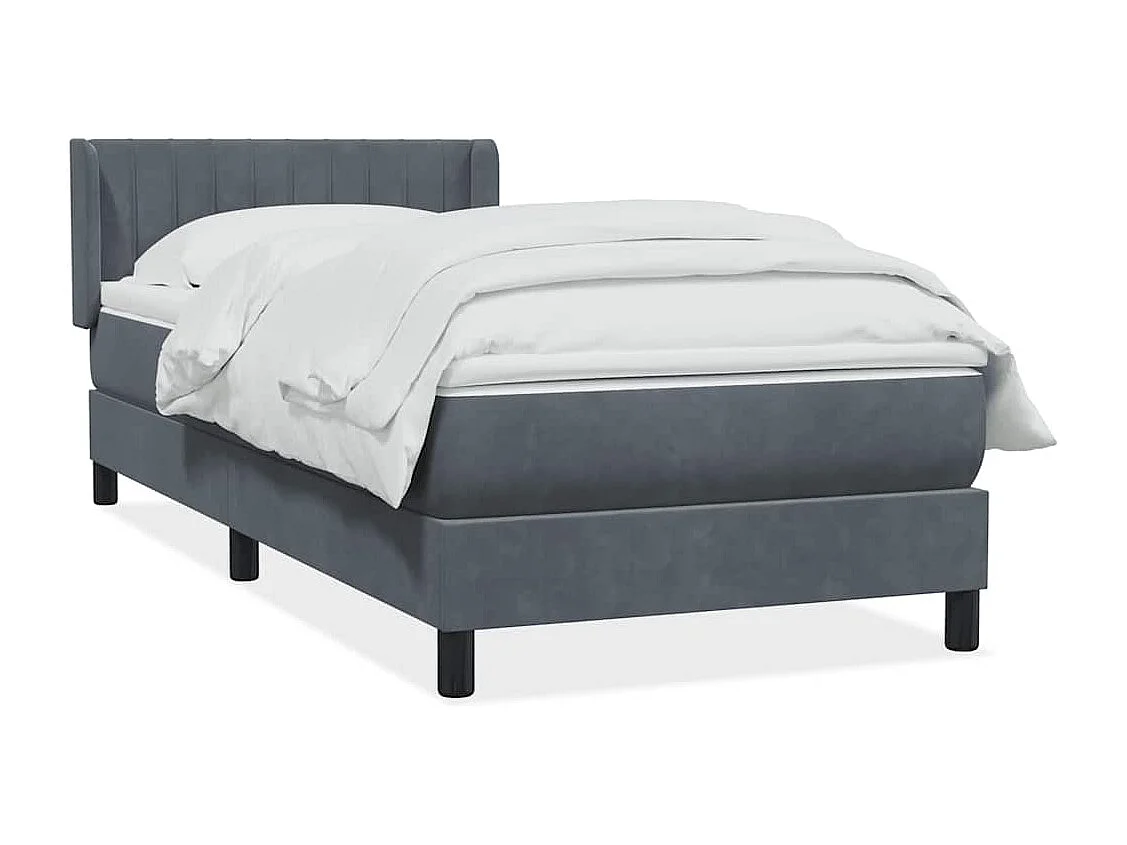 Boxspringbett mit Matratze Dunkelgrau 90x220 cm Samt