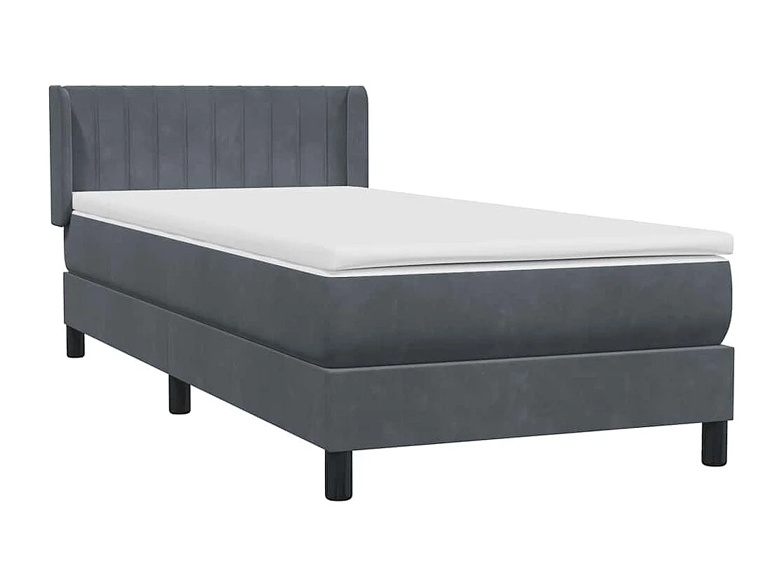 Boxspringbett mit Matratze Dunkelgrau 90x220 cm Samt
