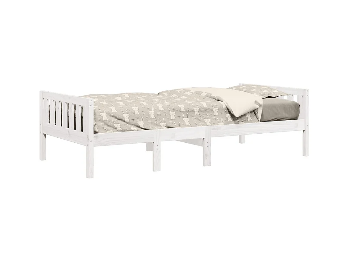 Lit pour enfants sans matelas blanc 90x190cm bois de pin massif