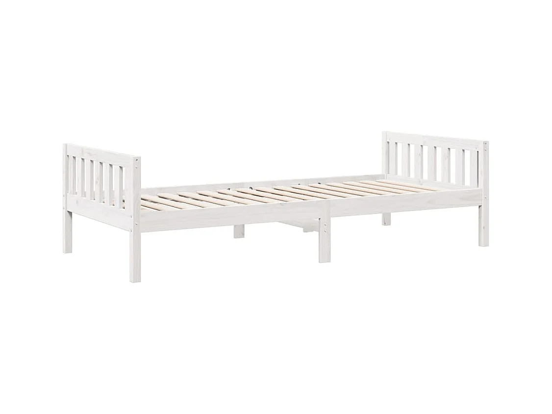 Lit pour enfants sans matelas blanc 90x190cm bois de pin massif