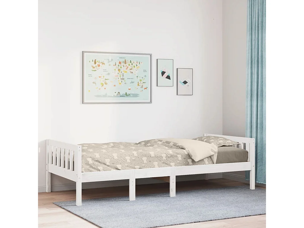 Lit pour enfants sans matelas blanc 90x190cm bois de pin massif