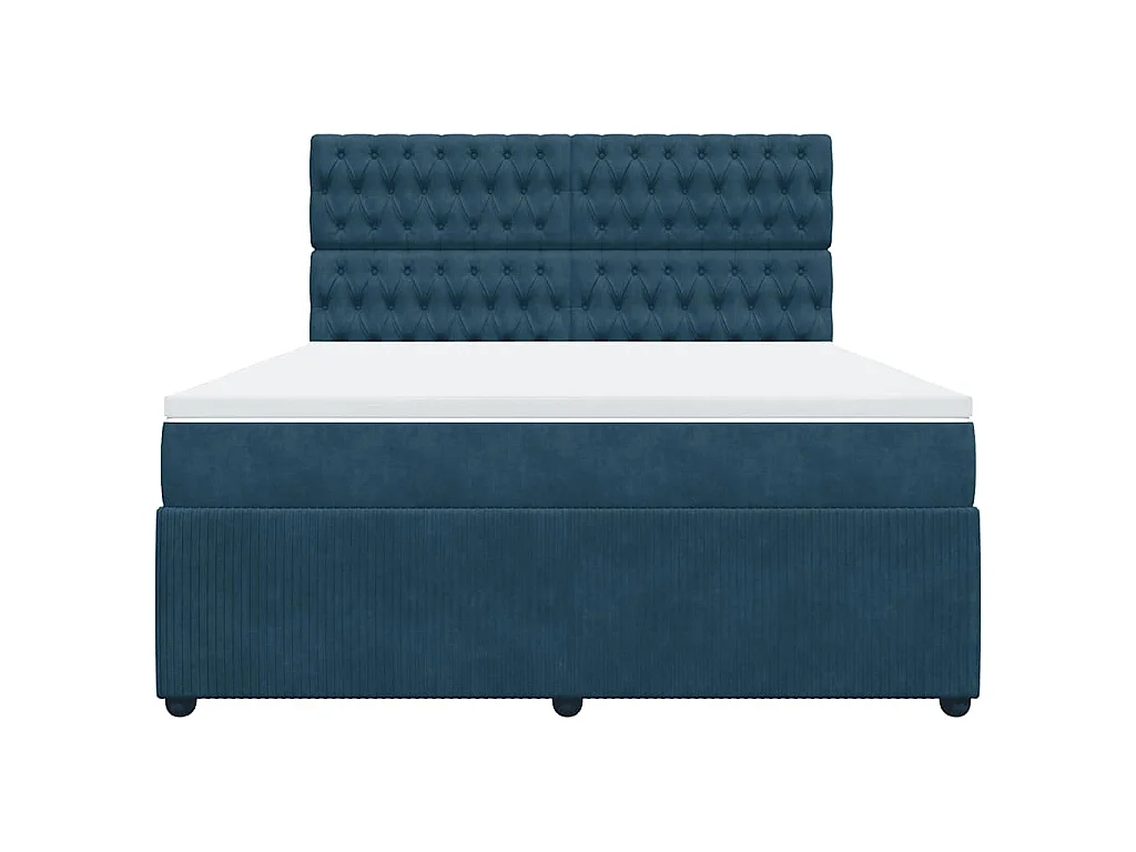 Boxspring met matras fluweel donkerblauw 180x200 cm