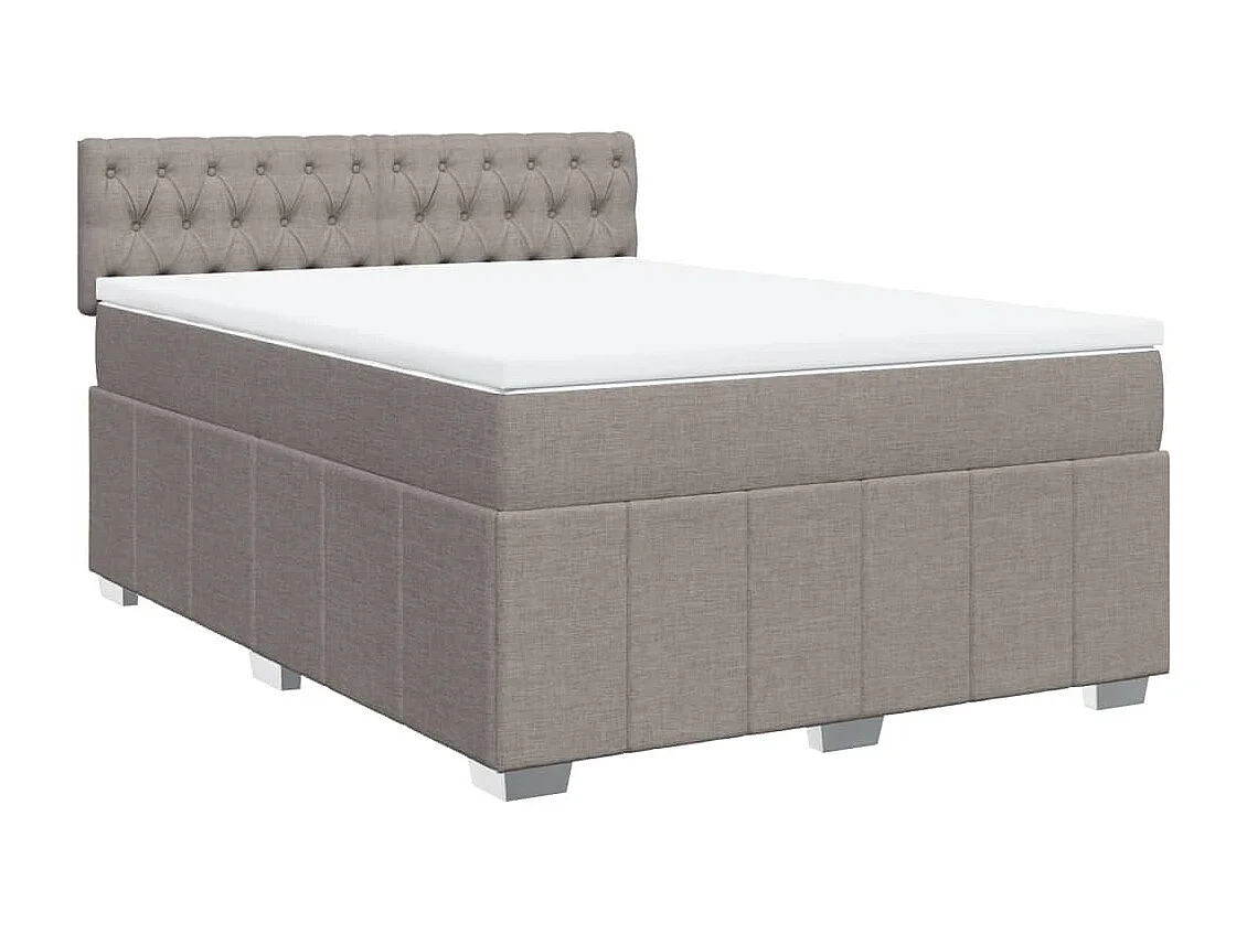 Cama box spring con colchón tela gris taupe 160x200 cm
